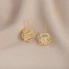 Oro corazón taladros grandes mujeres pequeñas flores adornos luz extravagancia dulce temperamento pendientes fecha pendientes Item Picture